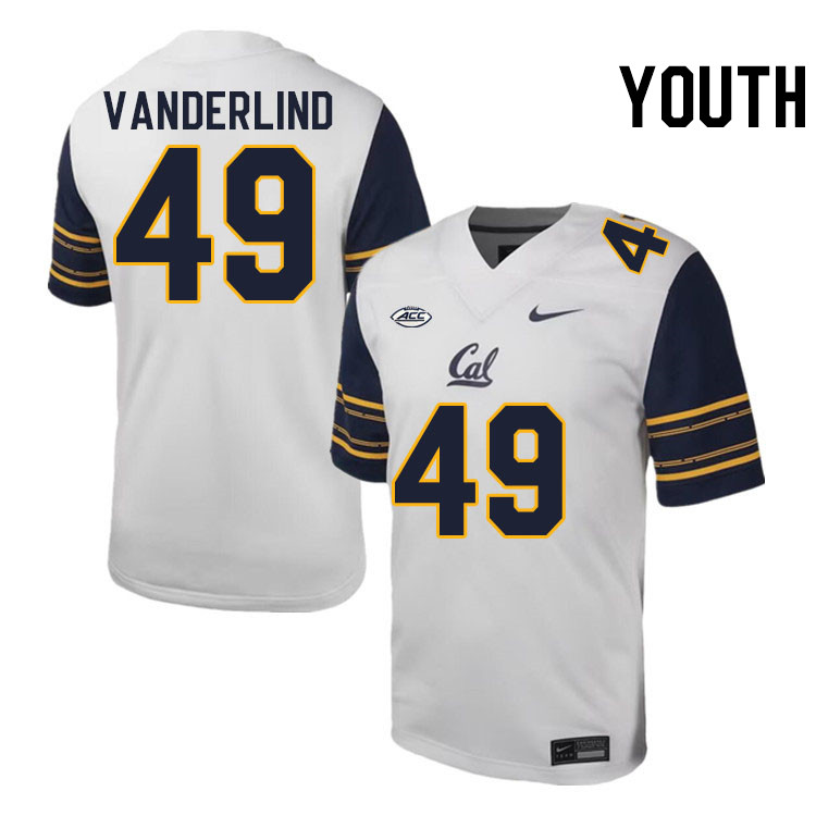 Youth #49 Lucas Vanderlind California Golden Bears ACC Conference College Football Jerseys Stitched